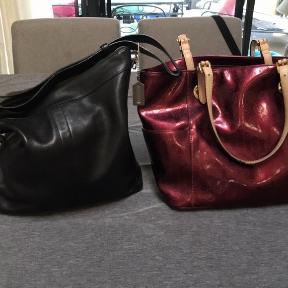 Coach black leather bag and Wine colored Michael Kors bag - Picture 1 of 1